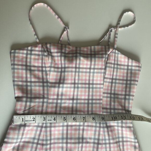 French Connection Plaid Pink Whisper Back Tie Mini Dress Size 0 - Picture 10 of 12